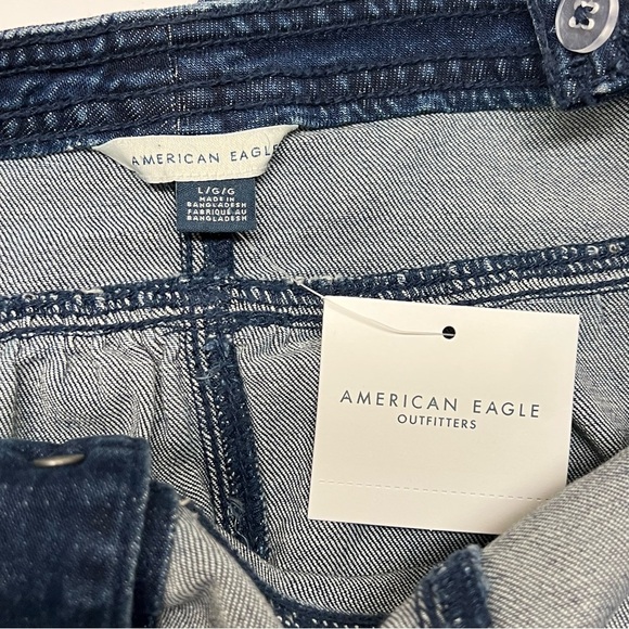 AMERICAN EAGLE DENIM BUTTON FRONT BABY DOLL TOP SIZE LARGE NWT - Picture 6 of 11